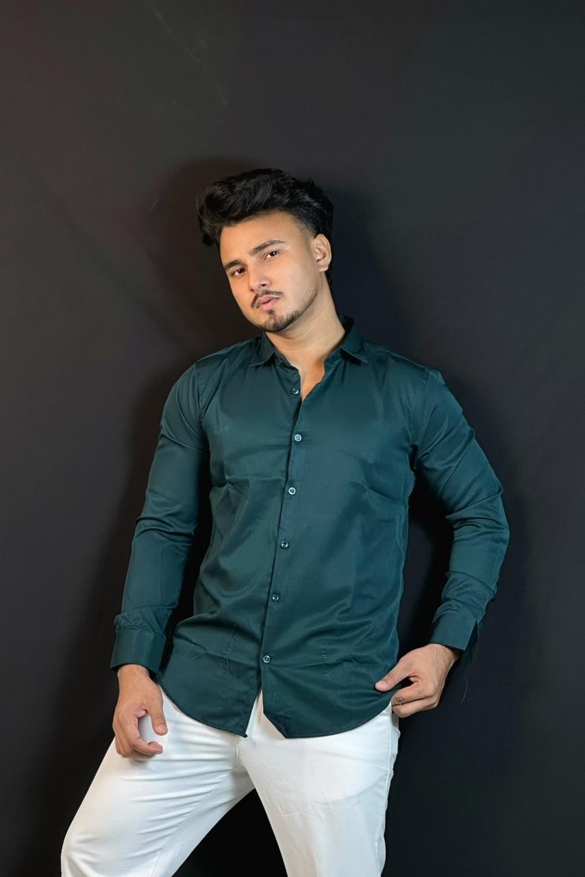 Bottle Green Colour Cross Formal Shirt – Premium Quality
